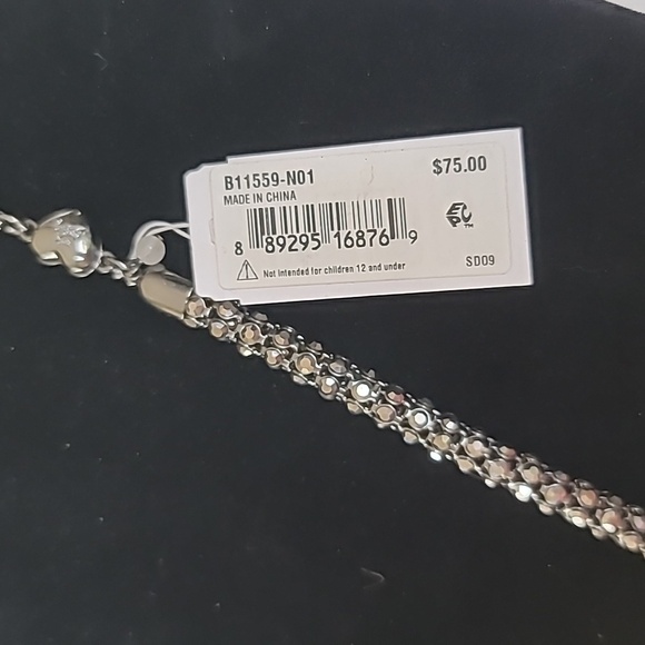 Betsey Johnson New W/ Tag (NWT) Rhinestone Rope Statement Necklace - Gun Metal - Picture 4 of 7